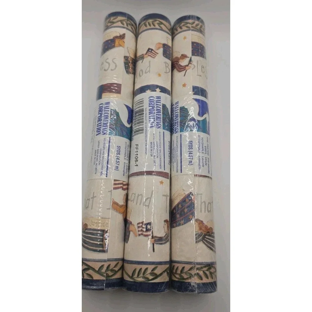 3 Sealed Rolls Chesapeake God Bless America Wallpaper Border Americana FF1106-1